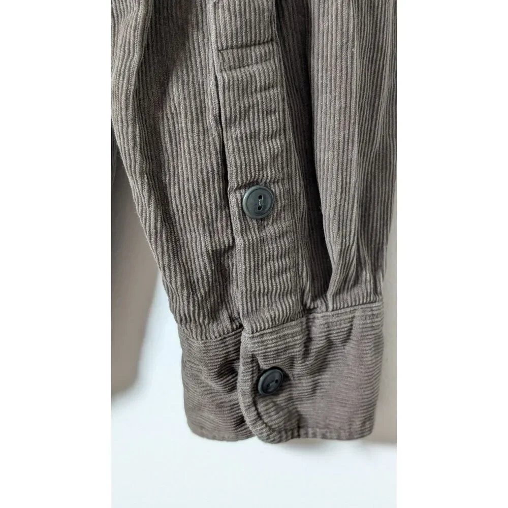 J.Crew Garment Dyed Corduroy Workshirt Brown Cotton Button Front Classic Small